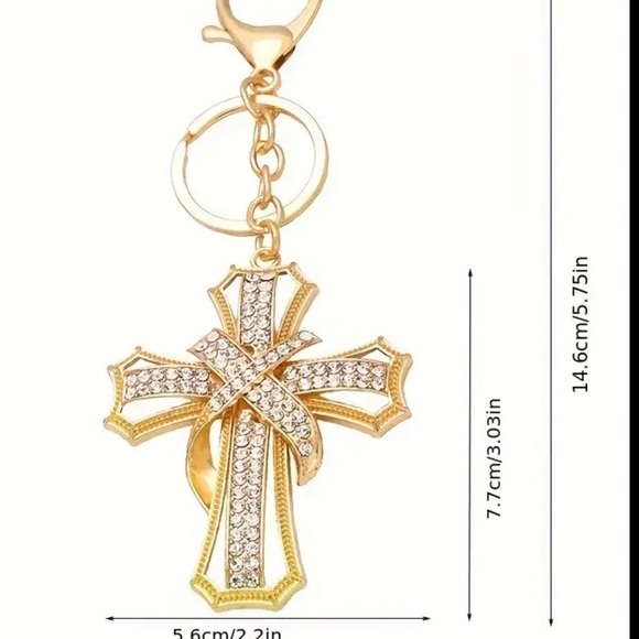 Cross Key Ring Chain, Bag Charm - Picture 7 of 8